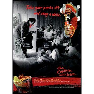 2002 Captain Morgan Spiced Rum Vintage Print Ad Apres Ski Snowboard Party Art